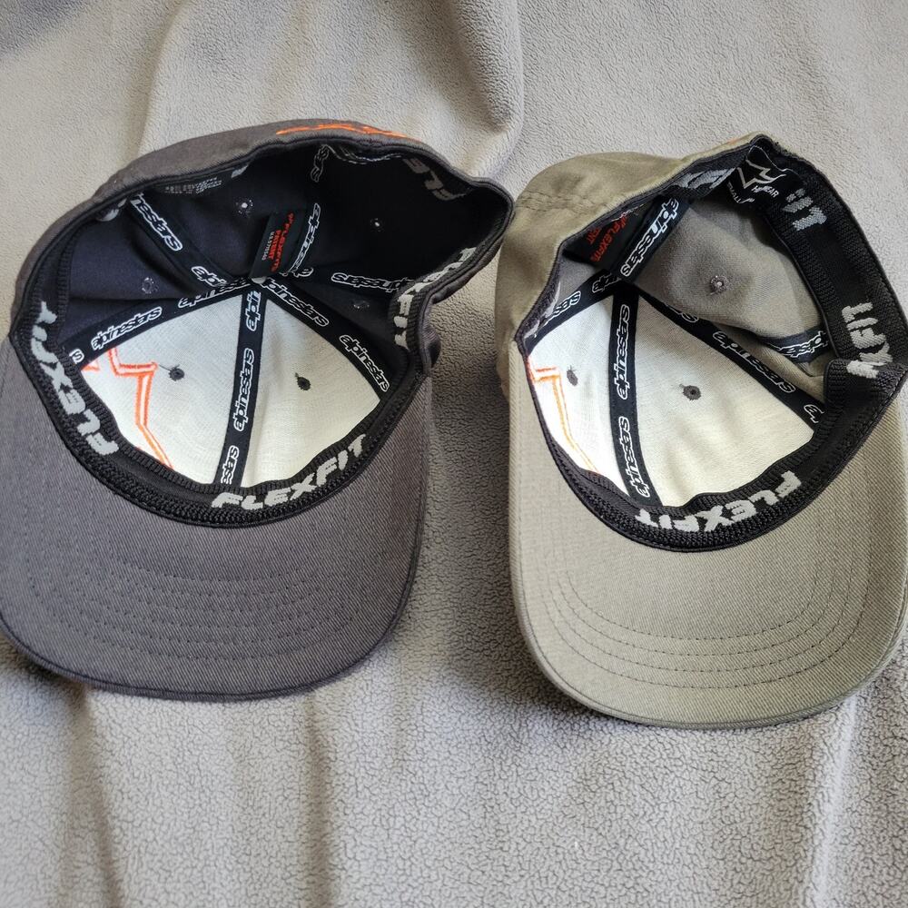 ALPINESTARS CORP Hat Cap Gray Green Flextfit Orange Logo 2PC - Picture 7 of 9